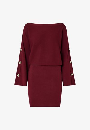 LIU JO, LIU JO SHORT DRESS WITH JEWEL BUTTONS - Abito in maglia - bordeaux