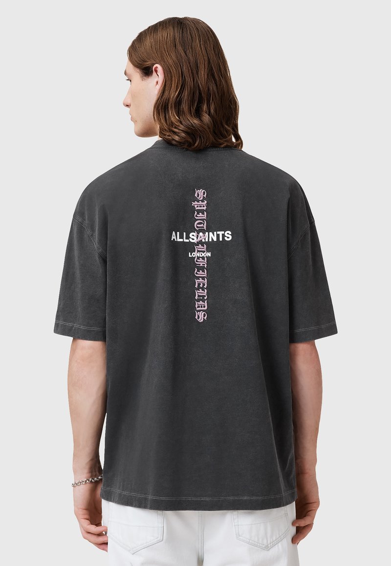AllSaints CREW - Printtipaita - washed black