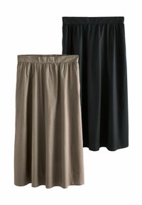 THE SET REGULAR FIT - 2 PACK  FULL MIDI  - Fustă în formă de A - black taupe brown