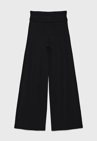 Stradivarius WIDE-WITH FOLD-DOWN WAIST - Kalhoty - black