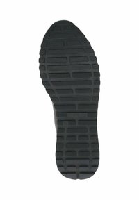 Suela de zapato negra de goma con un diseño texturizado y con relieve, con ranuras verticales y horizontales para una mejor tracción. Tamaño indicado como 37.