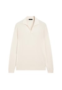 Massimo Dutti LONG SLEEVE POLO COLLAR - Långärmad tröja - beige