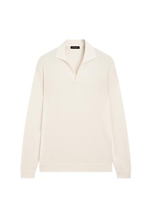 Massimo Dutti LONG SLEEVE POLO COLLAR - Maglietta a manica lunga - beige