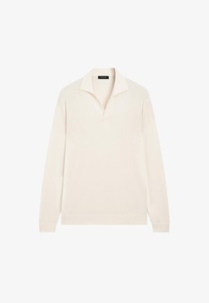 Massimo Dutti LONG SLEEVE POLO COLLAR - Maglietta a manica lunga - beige