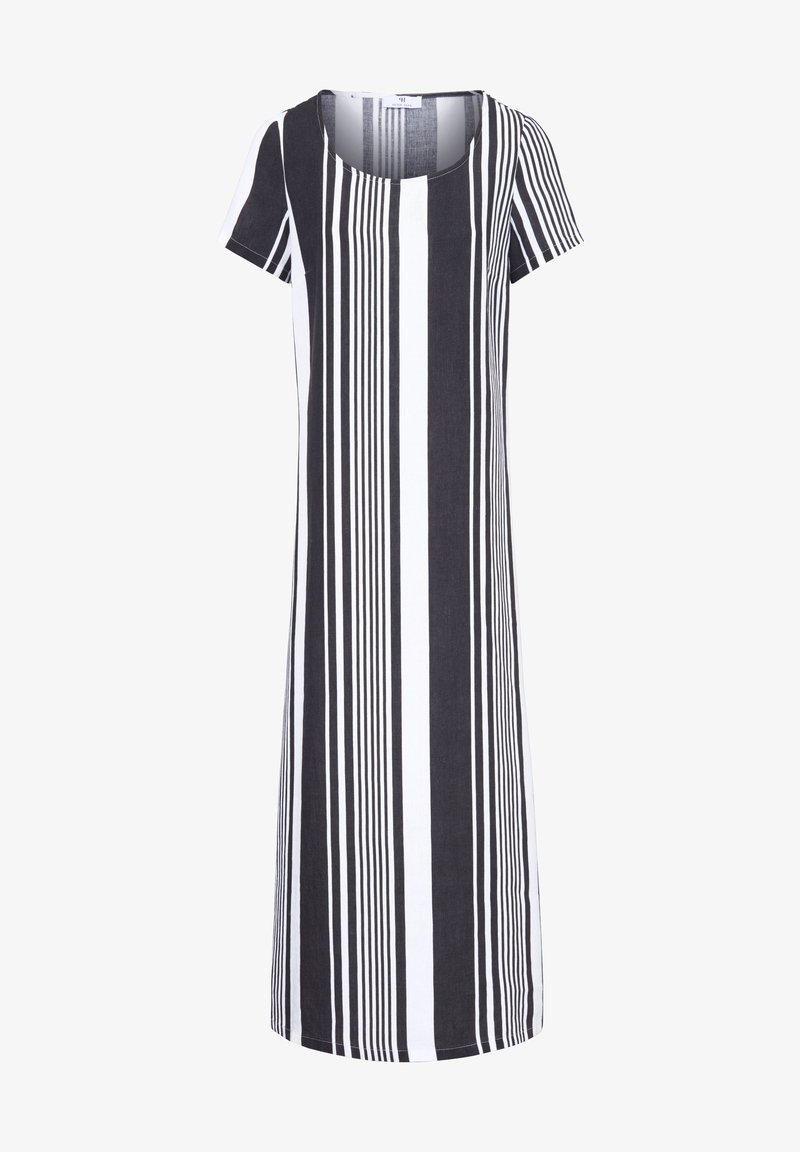 Peter Hahn Leinenkleid Halbarm Maxi Dress Schwarz Weiss Black Zalando De