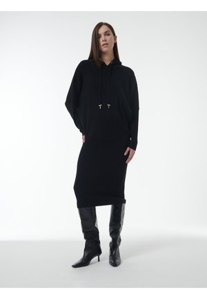 HOODED - Strickkleid - black