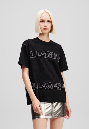 RELAXED ALL-OVER LOGO - T-shirt med print - all over logo pattern black-white