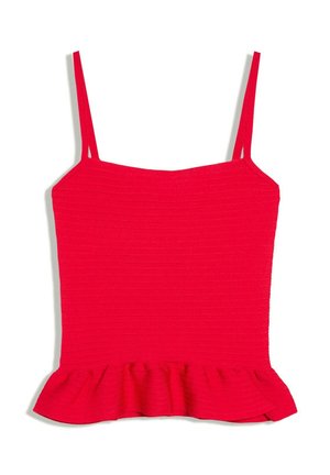 Bershka, PEPLUM KNIT - STRAPPY TOP - Débardeur - red