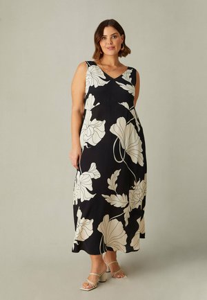 MONO FLORAL V-NECK  SWING  - Maxi-jurk - black