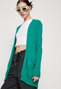 VILA VIRIL OPEN CARDIGAN - Adīta jaka - ultramarine green dark melange