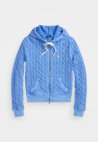 CABLE KNIT COTTON FULL ZIP HOODIE - Vesta na kopčanje - harbor island blue