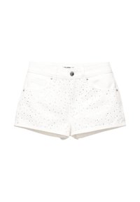 WITH RHINESTONES - Kratke hlače iz džinsa - white