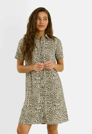 Grain de Malice, ROBE CHEMISE COURTE IMPRIMÉ LÉOPARD - Vestido camisero - gris