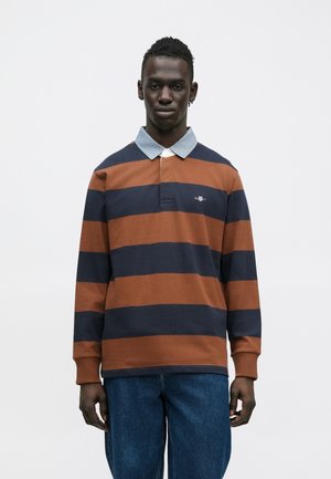 STRIPE HEAVY RUGGER - Pikkade varrukatega topp - mahogany brown