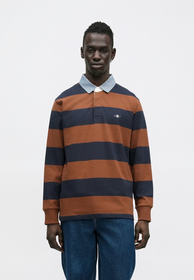 GANT CHAMBRAY STRIPE HEAVY RUGGER - Polotričko - mahogany brown