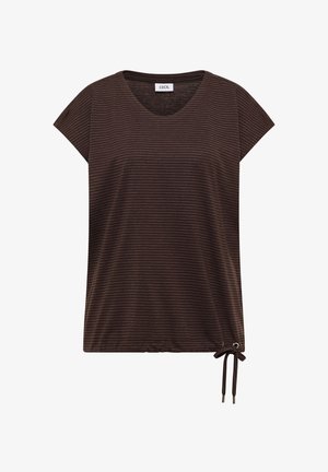 Cecil, DROPPED SHOULDER SHIRT MIT CUT-OUT-DETAIL - T-shirt imprimé - brown cacao