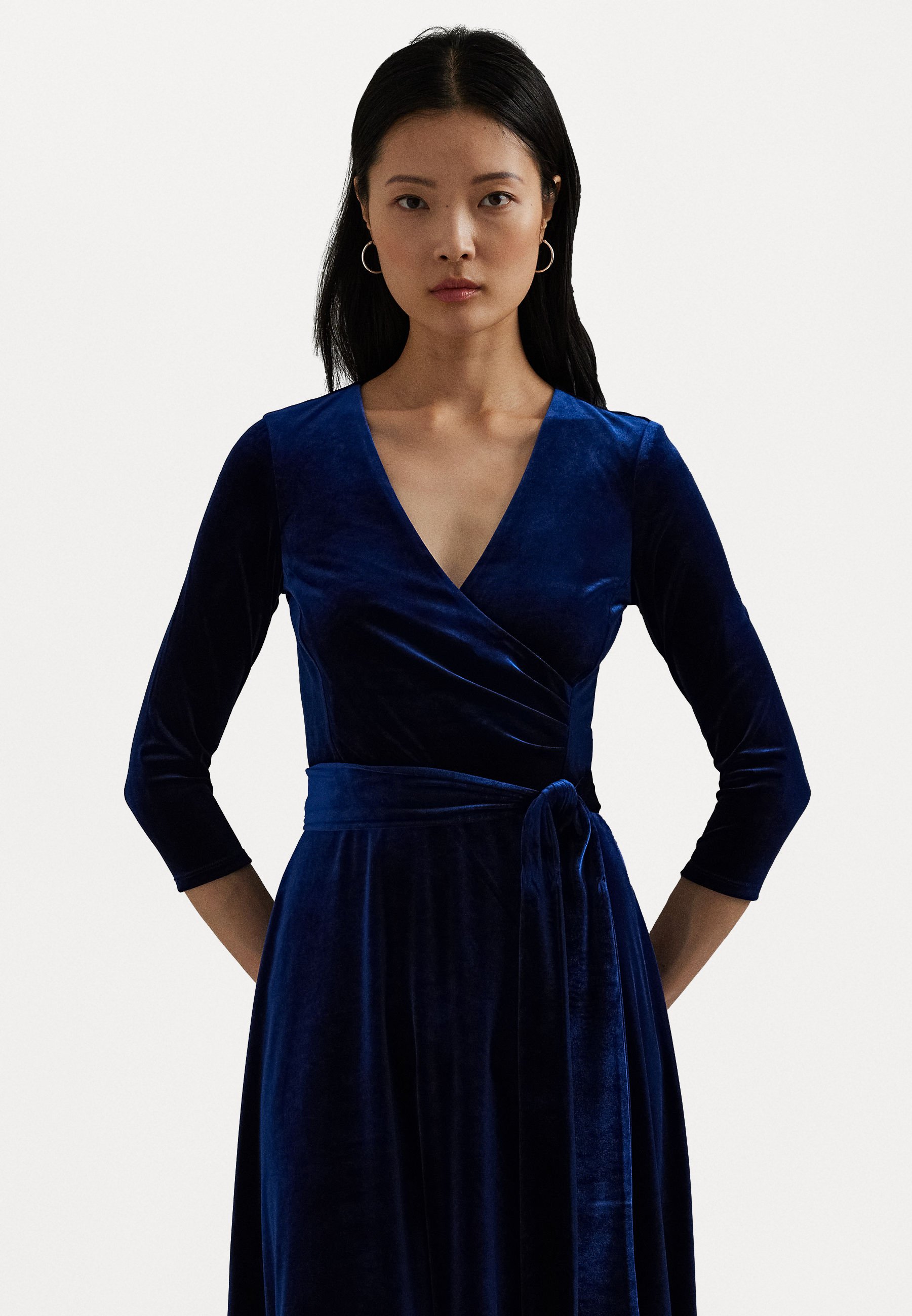 blue velvet dress uk Plus Size A-Line Velvet Evening Dress with Asymmetrical Hem main image 0