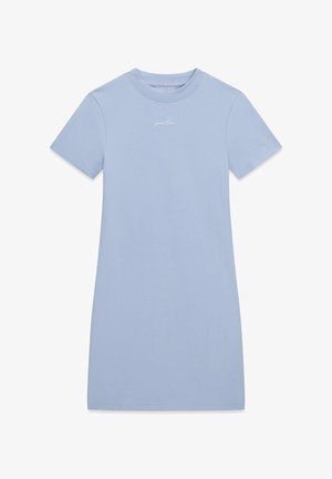 Guess, BESTICKTES LOGO MINI DRESS - Vestido camiseta - taubenblau