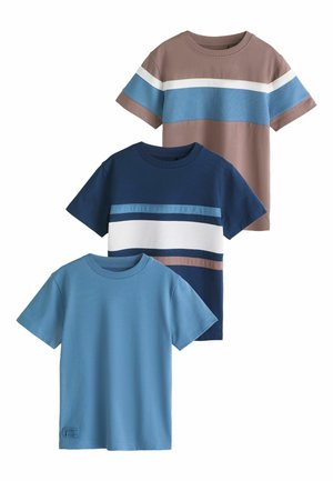 Next, REGULAR FIT - SHORT SLEEVE COLOURBLOCK T-SHIRTS 3 PACK - Print T-shirt - mink blue navy