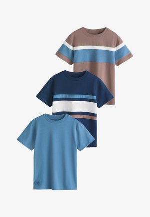 Next, REGULAR FIT - SHORT SLEEVE COLOURBLOCK T-SHIRTS 3 PACK - Camiseta estampada - mink blue navy