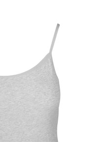 Lichtgrijze tanktop met dunne bandjes, een zachte katoenmix en een aansluitend design met een licht afgeronde halslijn.