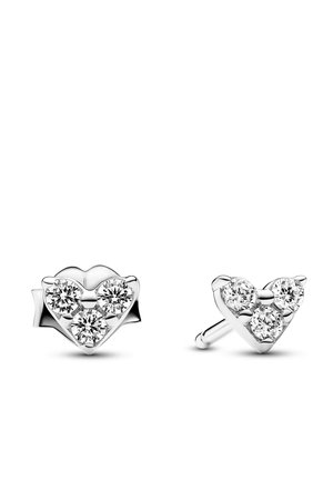 TRIPLE STONE HEART STUD - Orecchini - silver coloured