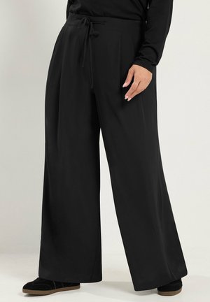Yours Clothing, PLUS SIZE WIDE LEG TROUSERS - Pantalon classique - black