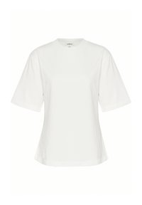 Witte short-sleeve t-shirt met een ronde hals, ontspannen pasvorm, gladde katoenstof en minimalistisch ontwerp. Geen zichtbare patronen of accenten.