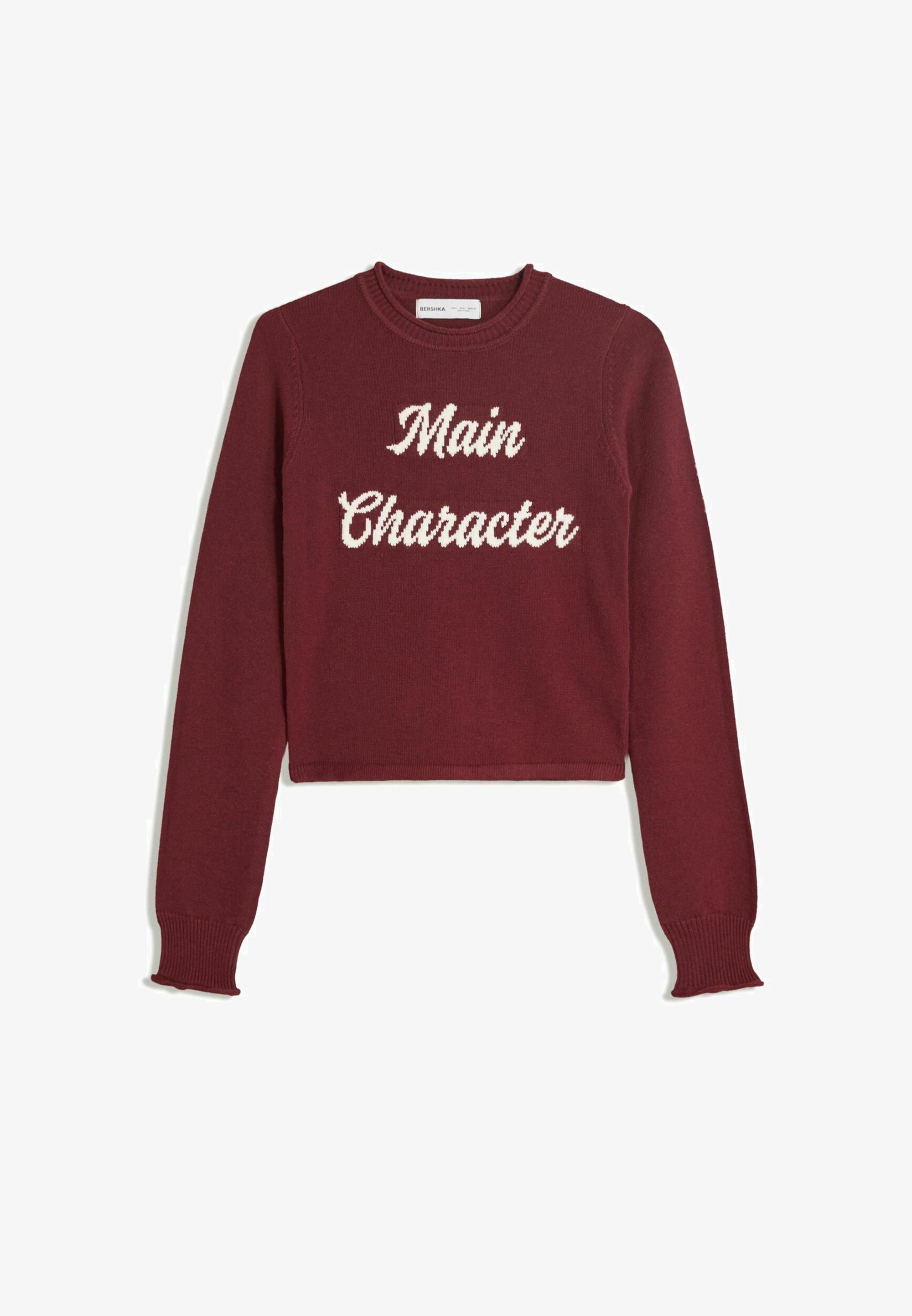 Bershka PRINTED Sweatshirt dark red/dunkelrot