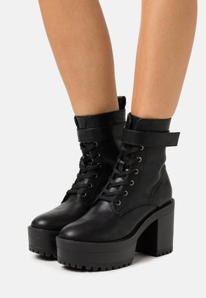 High heeled ankle boots - black