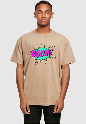 Merchcode BOOM COMIC ACID WASHED - T-shirts med print - unionbeige