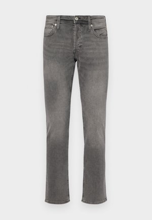 Grijze denim jeans met een rechte pijpdesign, vijf zakken, een knoopsluiting en subtiele wassing aan de voorkant.