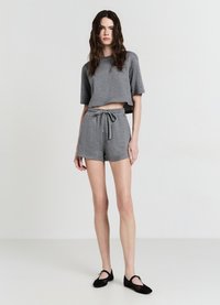 Calliope CROP EFFETTO LUMINESCENTE - T-shirt con stampa - grigio scuro melange