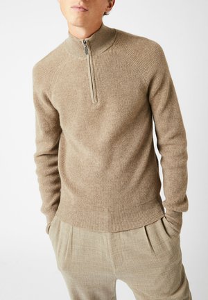 HALF-ZIPPED   - Strickpullover - taupe
