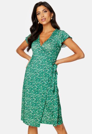 PUFF SLEEVE WRAP DRESS - Jerseyjurk - mint