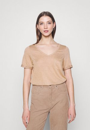 OBJTESSI SLUB V NECK SEASONAL - Jednoduché triko - incense