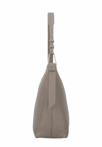 Borsa in pelle color taupe con finitura testurizzata, dotata di una tracolla regolabile e sottile e di una silhouette elegante. Design semplice senza decorazioni.