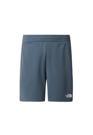 Pantaloncini sportivi da uomo in grigio scuro, realizzati in materiale testurizzato con elastico in vita. Presentano un piccolo logo bianco sul lato inferiore sinistro.