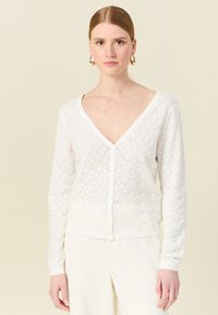 BONOBO Jeans MIT LANGEN ÄRMELN DURCHBROCHEN - Strickjacke - ecru