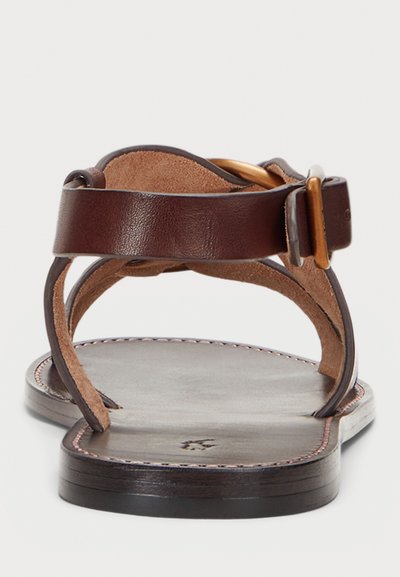 Polo Ralph Lauren DOUBLE O-RING LEATHER SANDAL - Sandales - chocolate