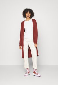 VILA - VIRIL LONG CARDIGAN - Vesta na kopčanje - fired brick/dark melange Minijatura 1