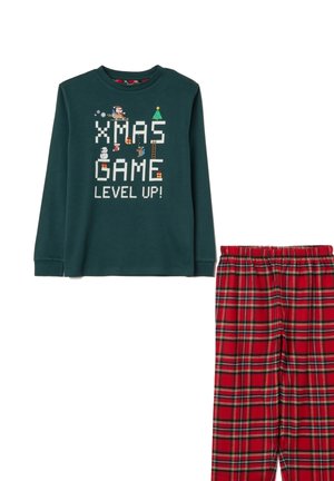 CHECK REGULAR FIT SET - Nachtwäsche Set - verde/rosso