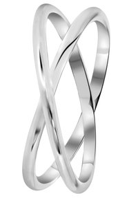Zilveren verstrengelde ringen met een gladde, gepolijste afwerking. Heeft een minimalistisch ontwerp met gebogen vormen die een elegante uitstraling creëren.