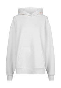 Sudadera blanca de mezcla de algodón. Presenta una capucha con cordón, bolsillo frontal y puños de canalé. Sutil logotipo de la marca en el bolsillo.