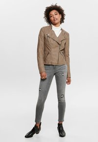 ONLY ONLAVA BIKER OTW NOOS - Faux leather jacket - woodsmoke