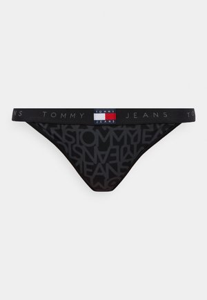 Čierne bikinové spodné prádlo Tommy Jeans s opakujúcim sa vzorom loga a pásom s logom Tommy Jeans s emblémom vlajky Tommy Jeans.