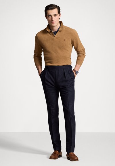 Polo Ralph Lauren WOOL JOHNNY COLLAR JUMPER - Pulover - latte brown heather