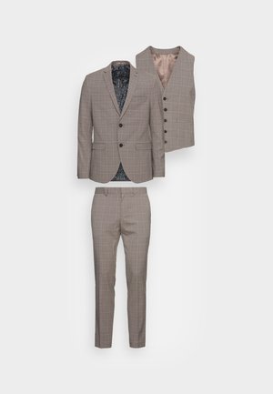 FASHION SUIT NOTCH CHECKS SET - Oblek - beige checks