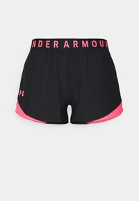 Pantalones cortos deportivos negros con un detalle rosa en el dobladillo y un logo rosa a contraste en la cintura. Fabricados con tela ligera y transpirable.