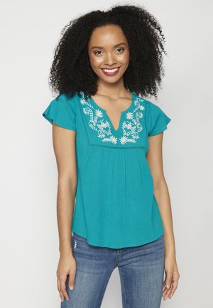 Koroshi SHORT SLEEVE PLEAS - Bluse - menta   mint